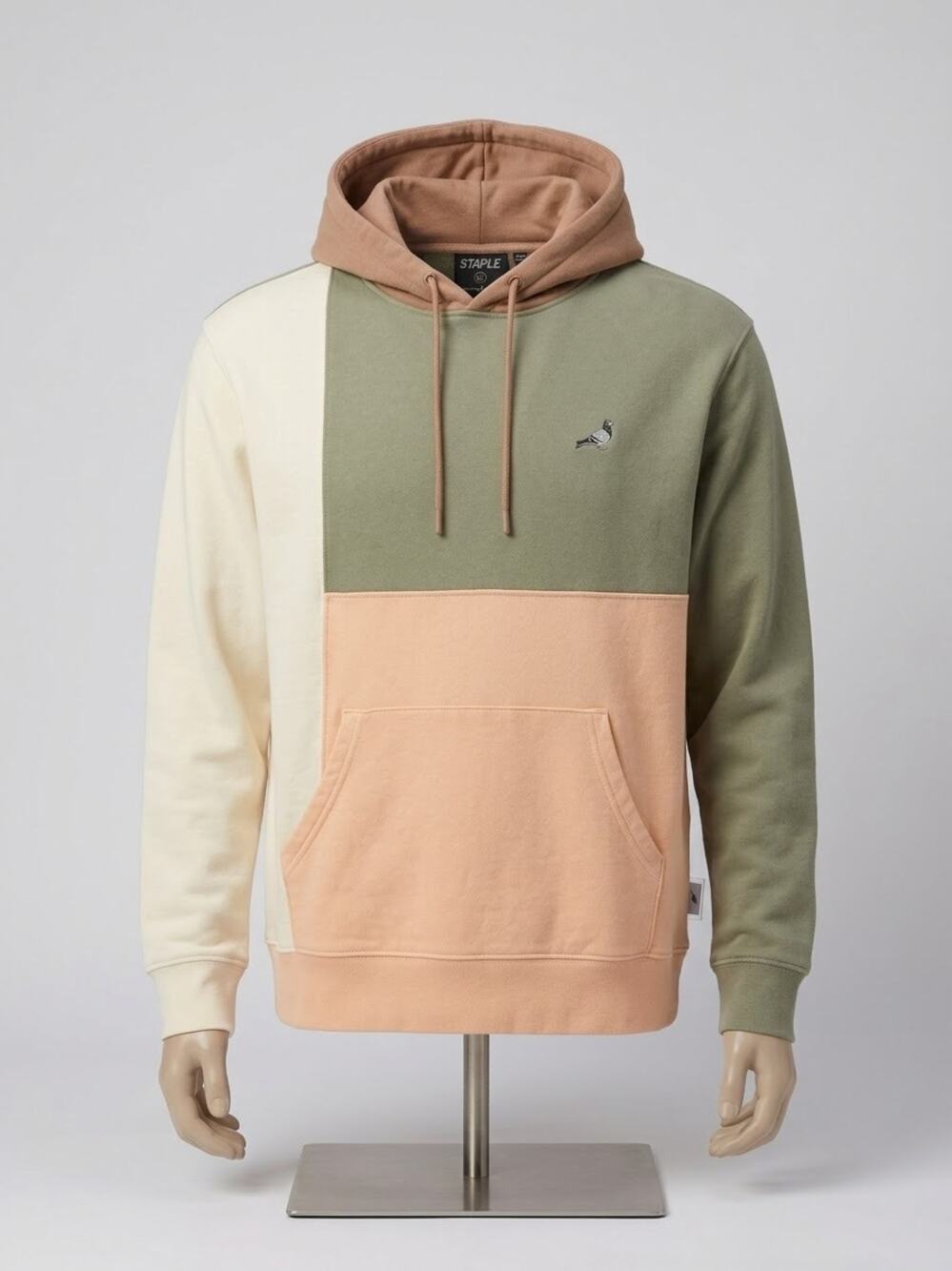 Staple Pigeon Mens Colorblock Pullover Hoodie Size XL Green Pink Cream